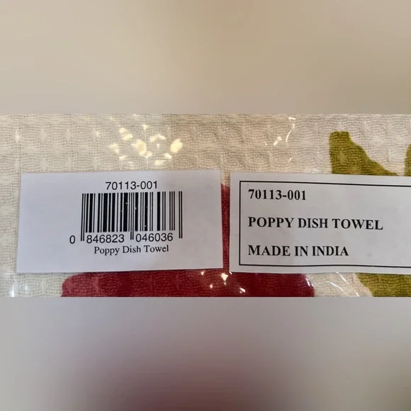 NWT, MacKenzie-Childs adorable 100% cotton waffle weave Poppy Dish Towel - Picture 6 of 7